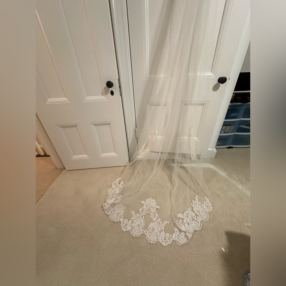 TONI FEDERICI White Lace Bridal Veil - Picture 2 of 11